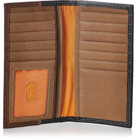 ✨Men's Brown Timberland Pro Smooth Leather Long Bifold Rodeo Slim fold Wallet - Picture 4 of 5